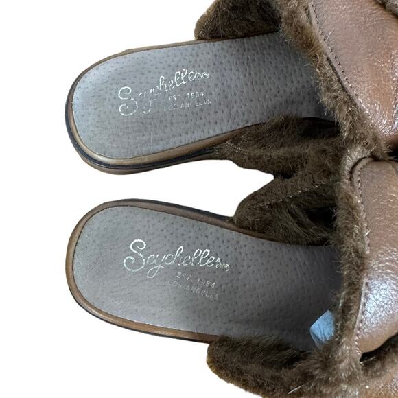 Seychelles Survival Cozy Mule Slides Leather Faux Fur Tan Size 8.5 - Picture 5 of 8